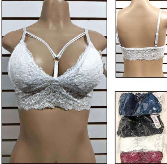 Lace bralette for women with v-neck design and strap