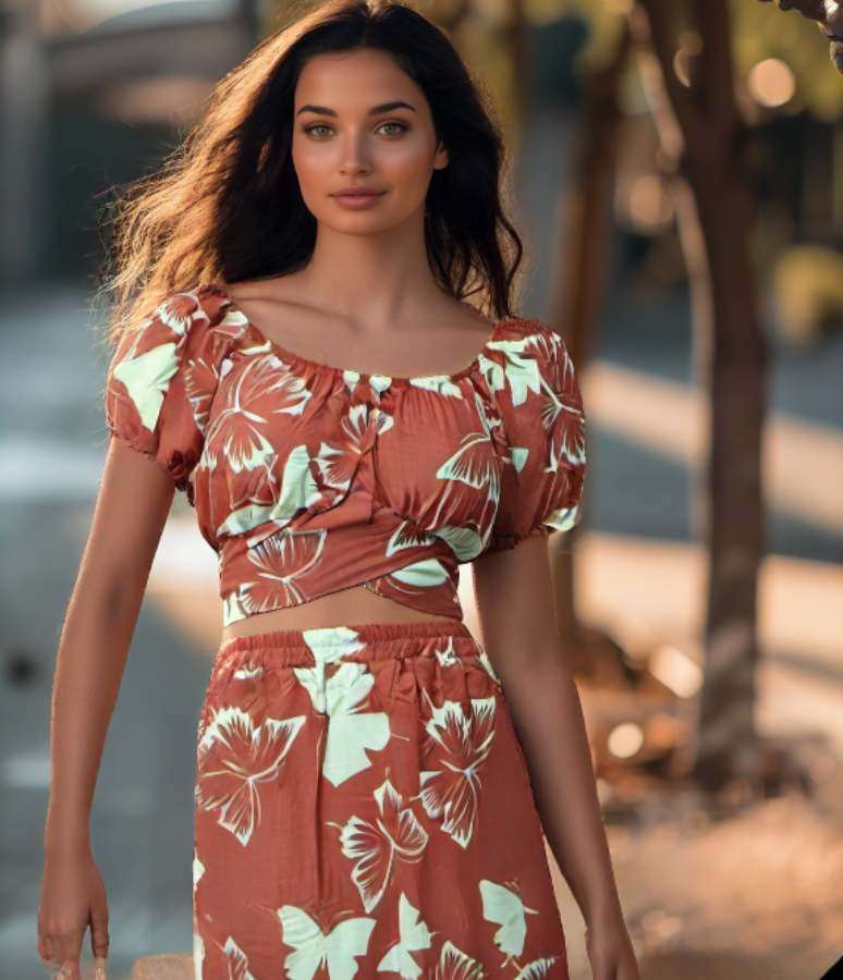 Crop top with asymmetric skirt