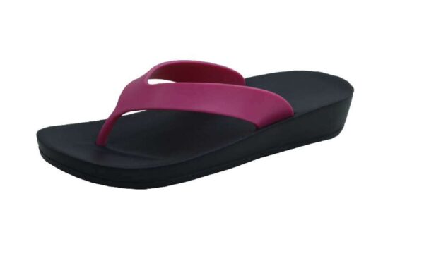 Womens comfort bold pink thong strap wedge sandals