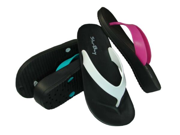 Womens comfort bold thong strap wedge sandals