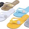 Womens flower brooch flat thong flip-flop sandals